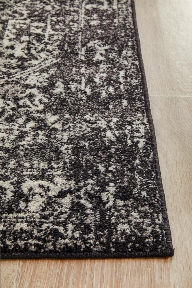 Pietra Graphite Black Runner Rug