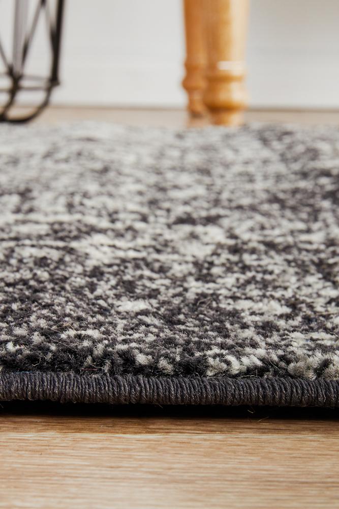 Pietra Graphite Black Runner Rug