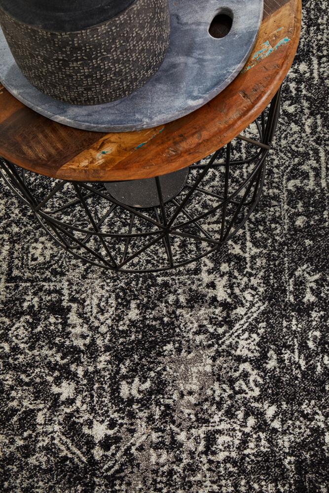 Pietra Graphite Black Runner Rug