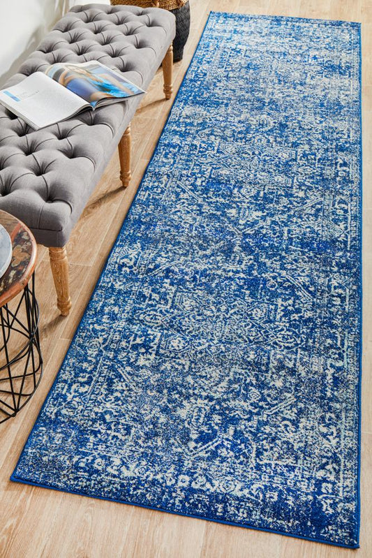 Pietra Midnight Blue Runner Rug