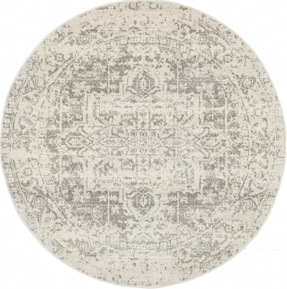 Pietra White Silver Round Rug