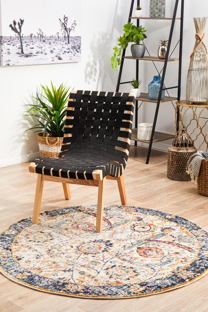 Pietra Ivory Multicolor Round Rug
