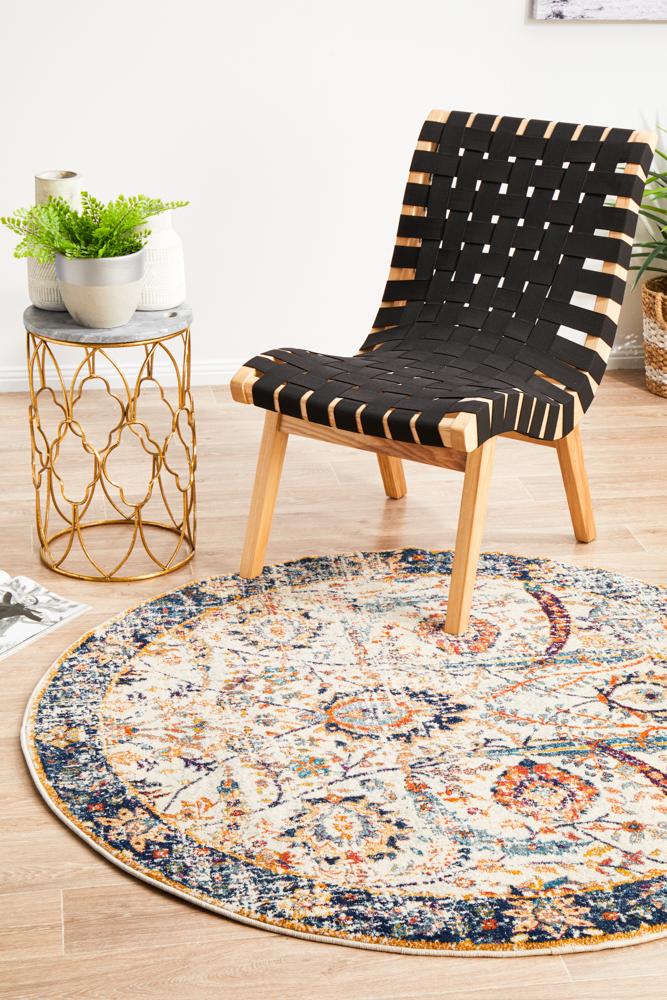 Pietra Ivory Multicolor Round Rug