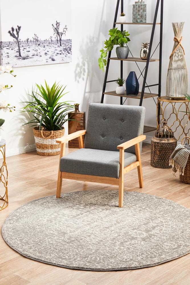 Pietra Ash Grey Round Rug