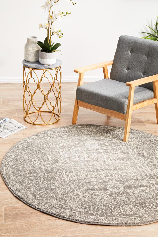 Pietra Ash Grey Round Rug