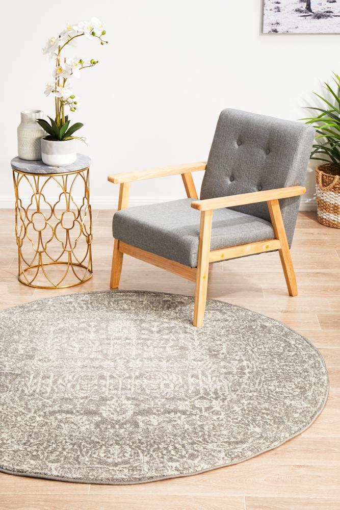 Pietra Ash Grey Round Rug