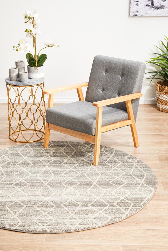 Pietra Silver Round Rug