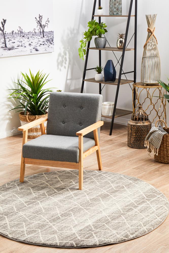 Pietra Silver Round Rug