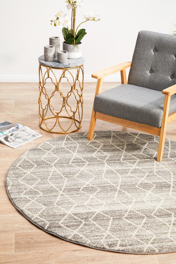 Pietra Silver Round Rug