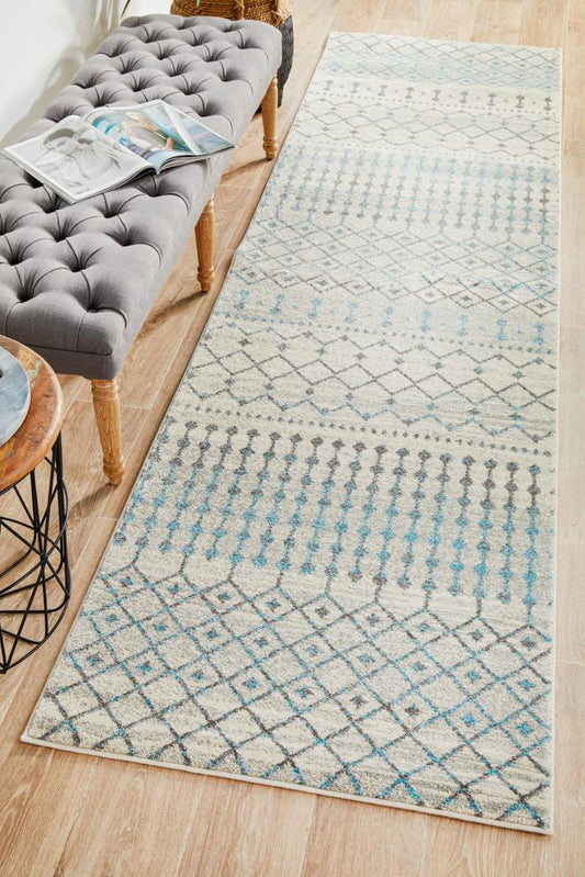 Pietra Slate White Runner Rug