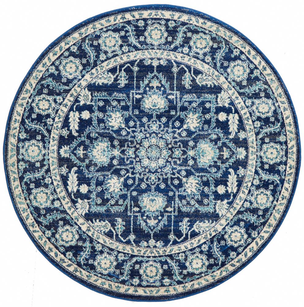Pietra Sapphire Blue Round Rug