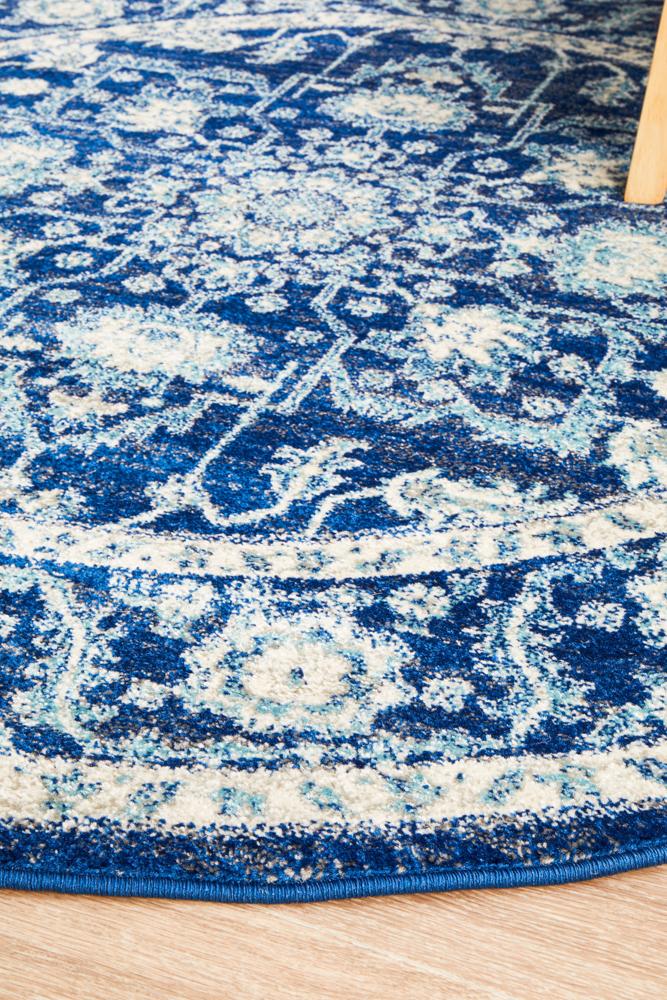 Pietra Sapphire Blue Round Rug