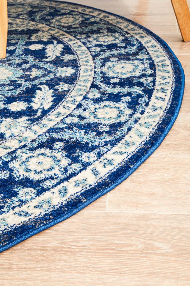Pietra Sapphire Blue Round Rug