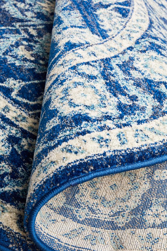 Pietra Sapphire Blue Round Rug
