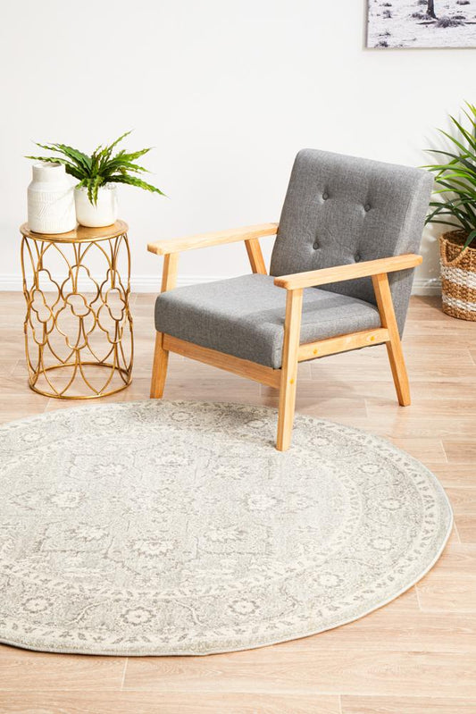 Pietra Platinum Silver Round Rug