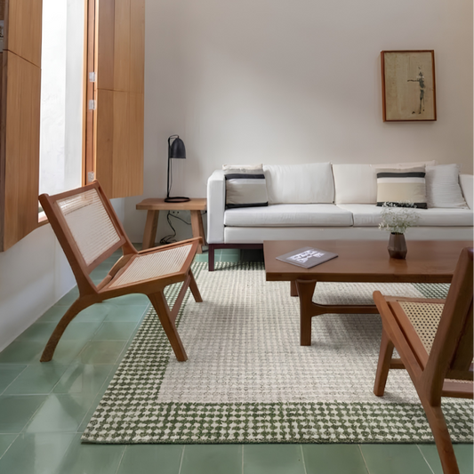 Elira Green Border Wool Rug
