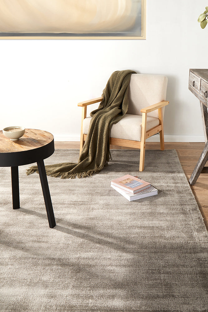 Elvane Grey Viscose Rug