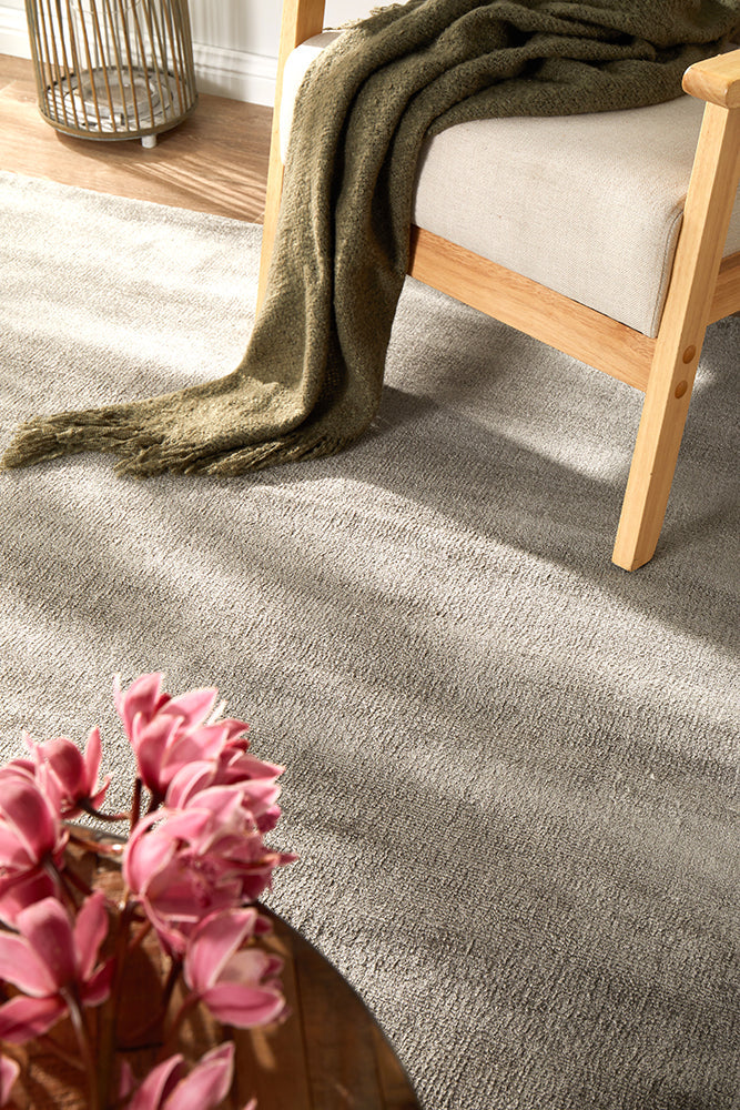 Elvane Grey Viscose Rug