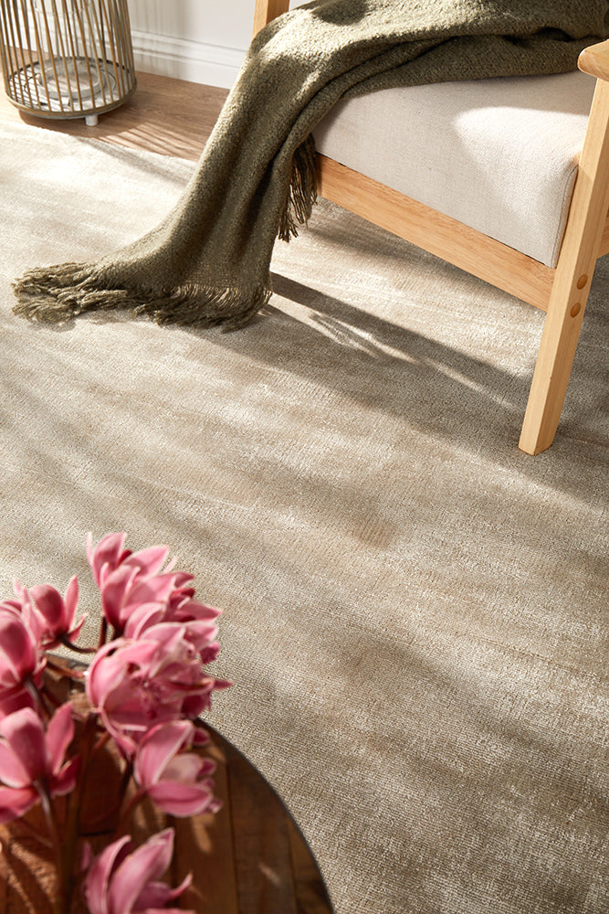 Elvane Natural Beige Viscose Rug