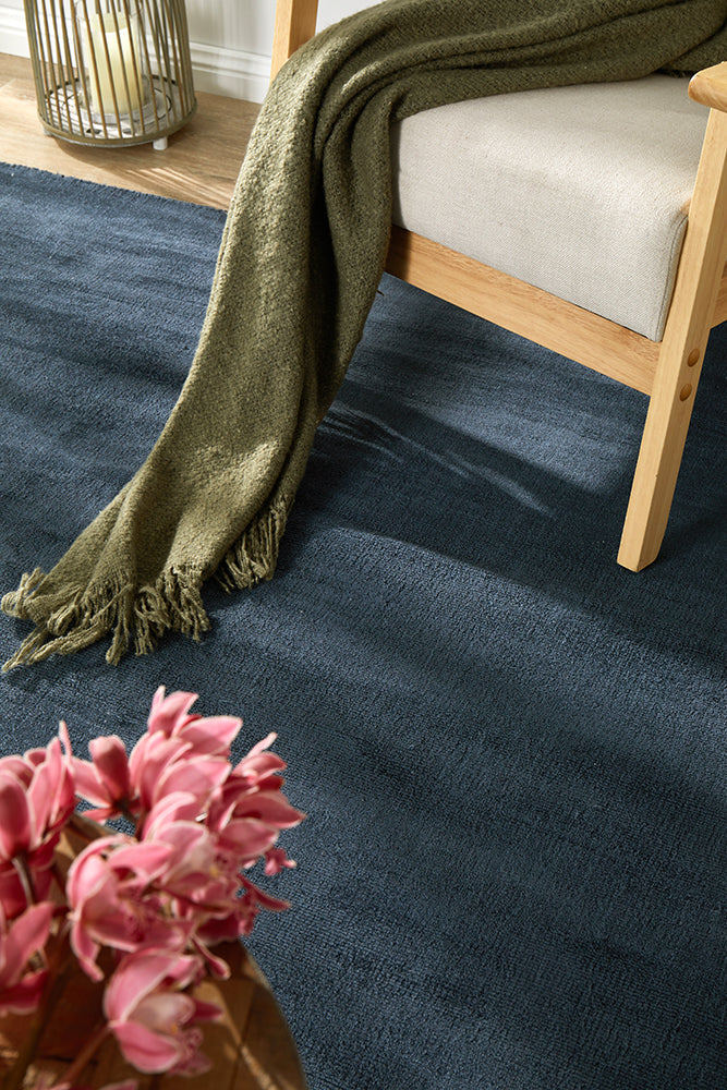 Elvane Navy Viscose Rug