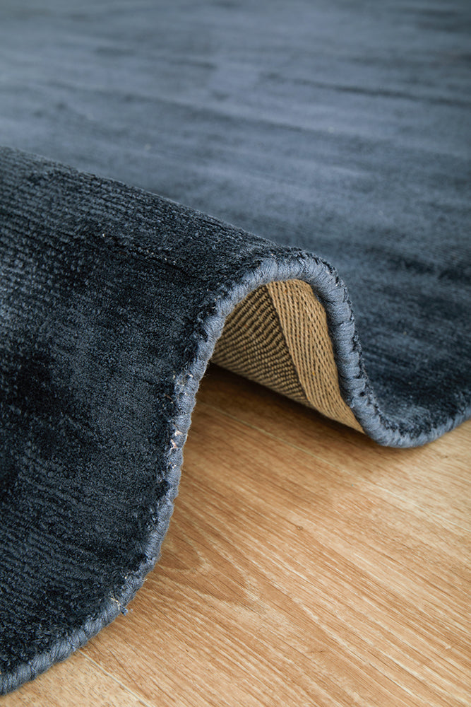 Elvane Navy Viscose Rug
