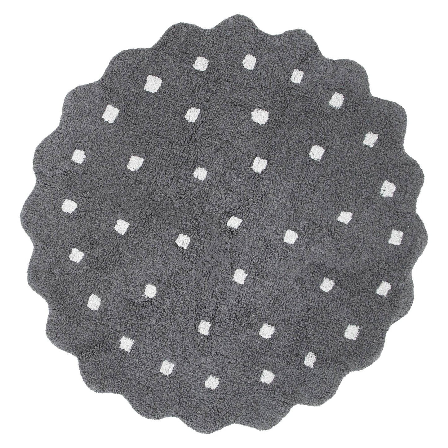 Dream Grey Round Kids Rug — cotton kids rug, soft, durable, playroom-safe, Haus & Harbour