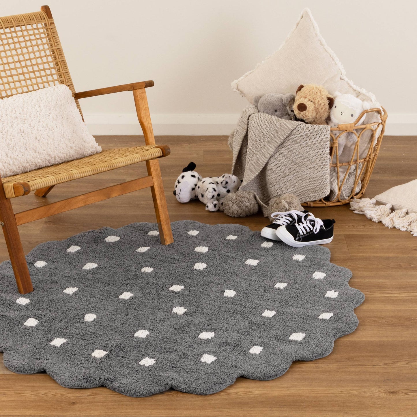 Dream Grey Round Kids Rug