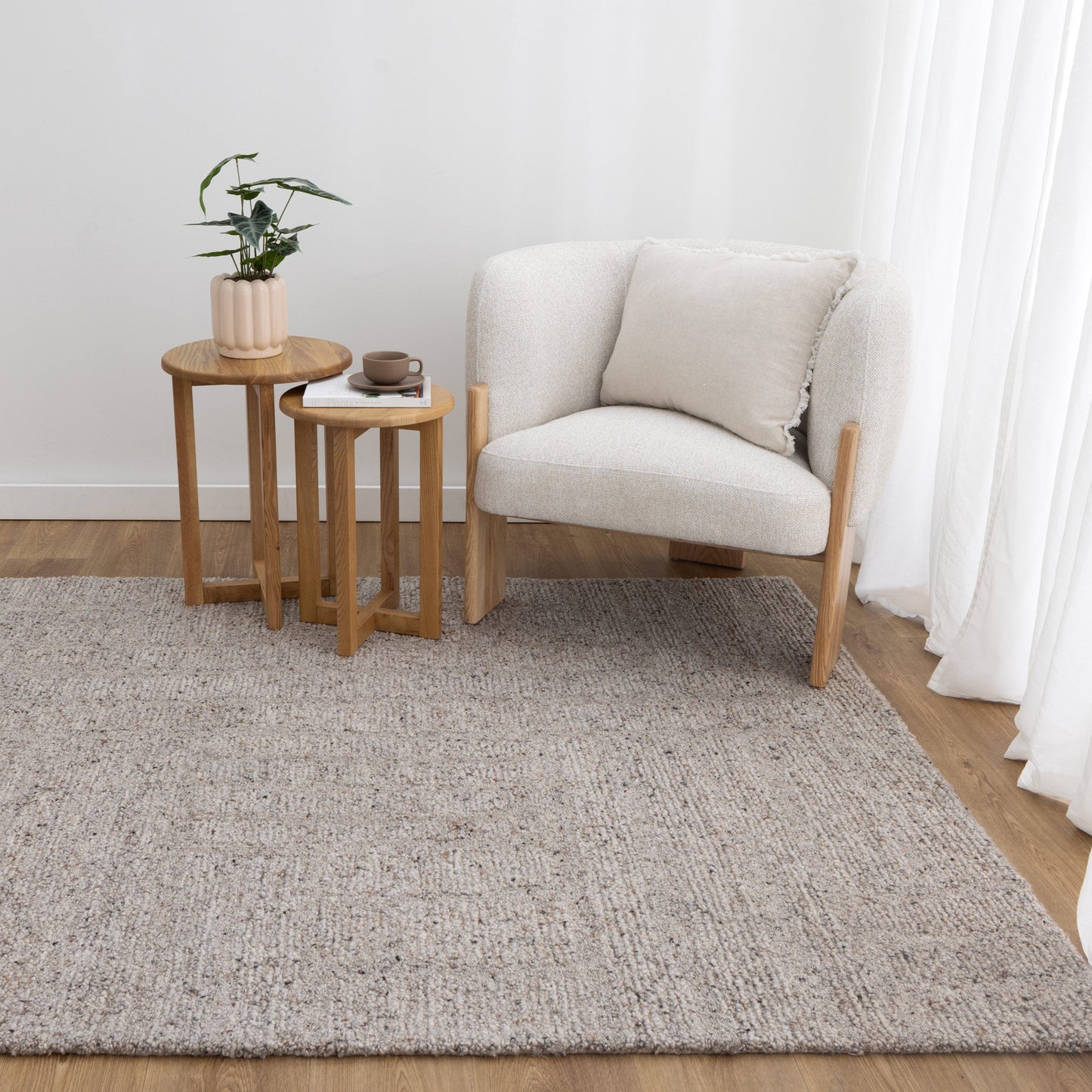 Serenity Grey Beige Wool Rug
