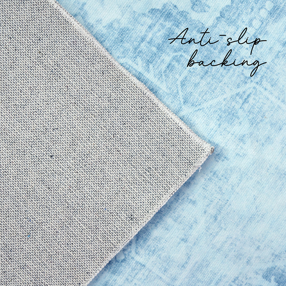 Gemmara Aqua Blue Washable Rug