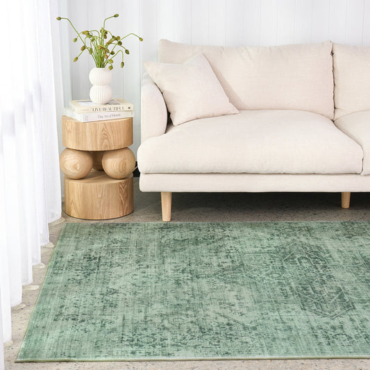 Gemmara Emerald Green Washable Rug