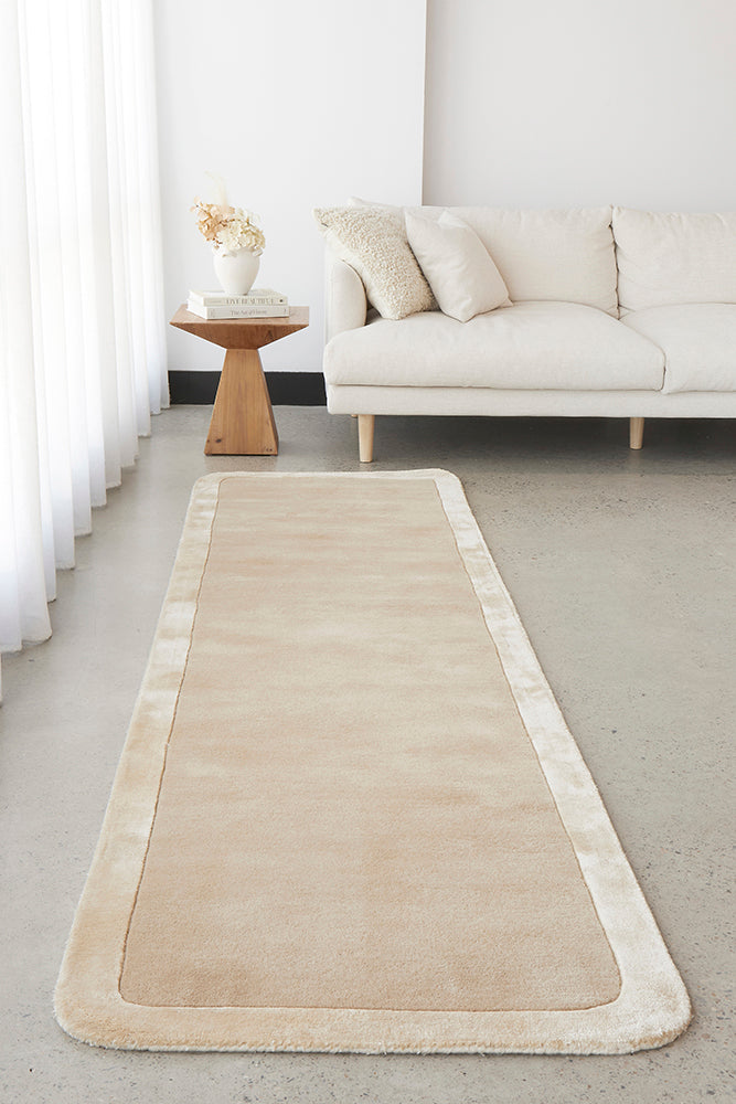 Corvelle Oat Brown Wool Runner Rug
