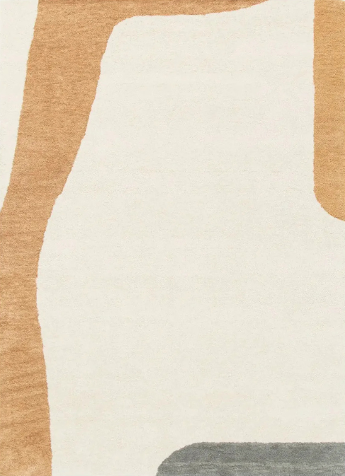 Aven Ivory Brown Wool Rug