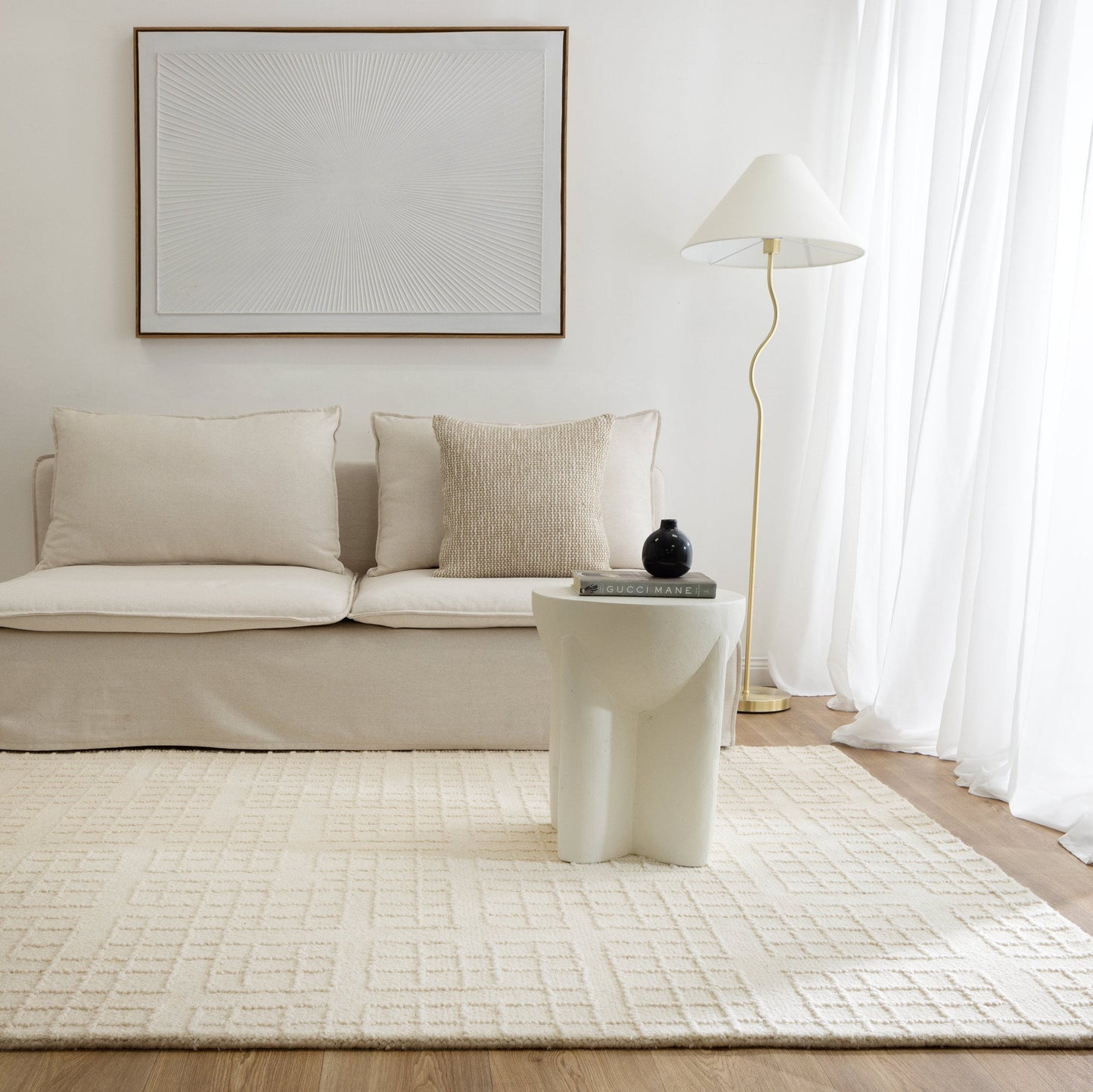 Alure Modern Ivory Wool Rug