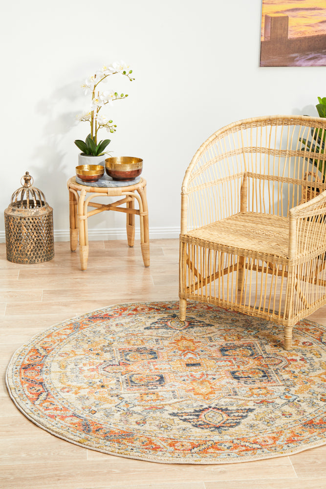 Cantera Rust Multicolor Round Rug
