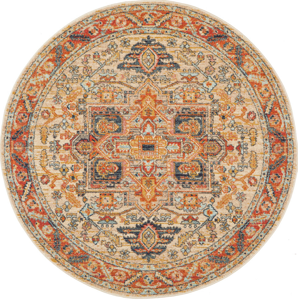 Cantera Rust Multicolor Round Rug