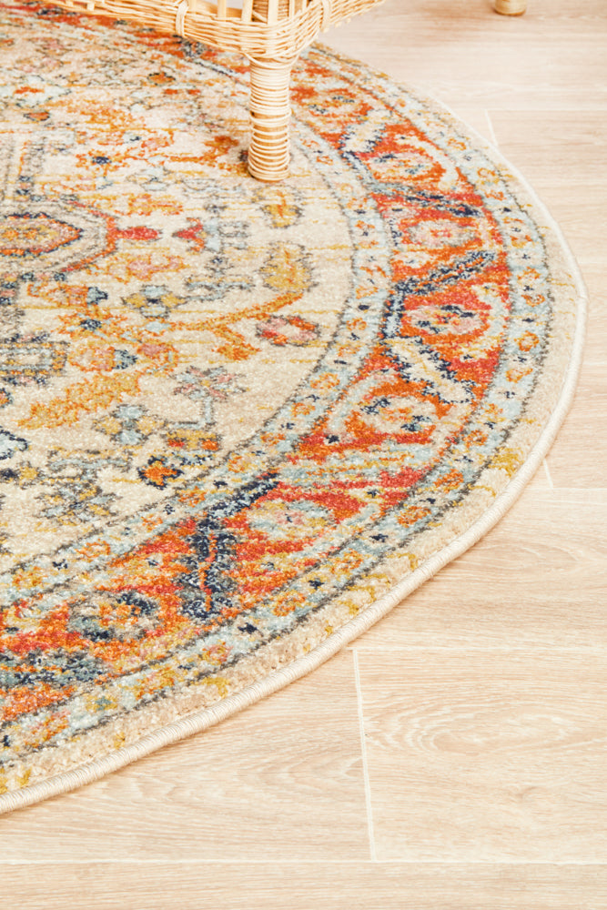 Cantera Rust Multicolor Round Rug