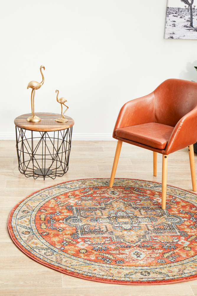 Cantera Terracotta Multicolor Round Rug
