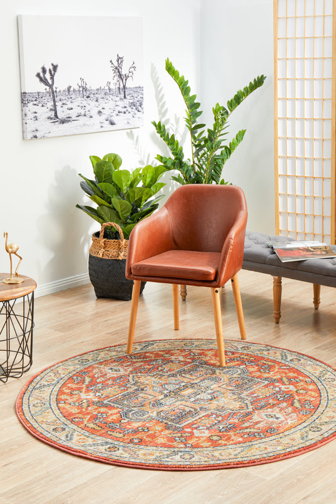Cantera Terracotta Multicolor Round Rug