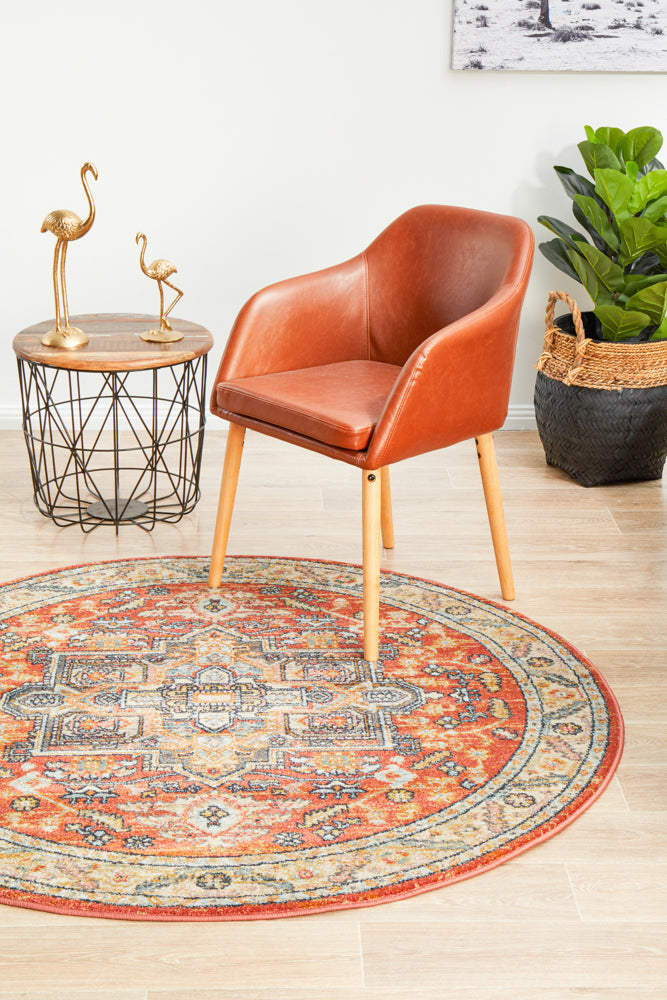 Cantera Terracotta Multicolor Round Rug