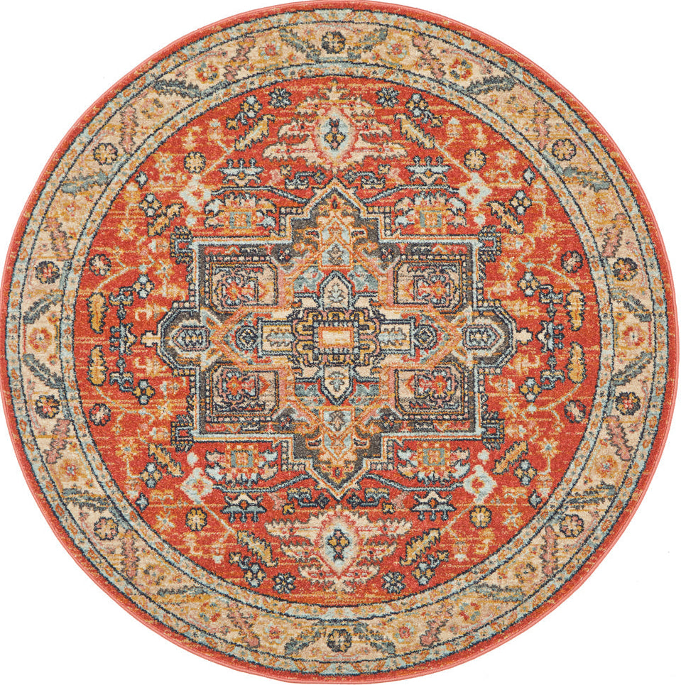 Cantera Terracotta Multicolor Round Rug