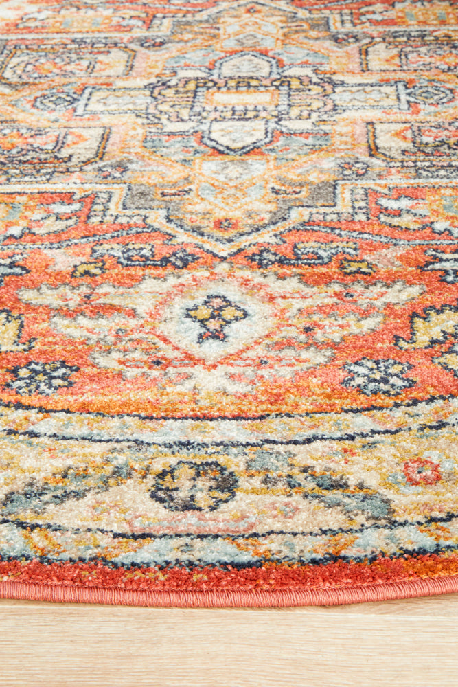 Cantera Terracotta Multicolor Round Rug