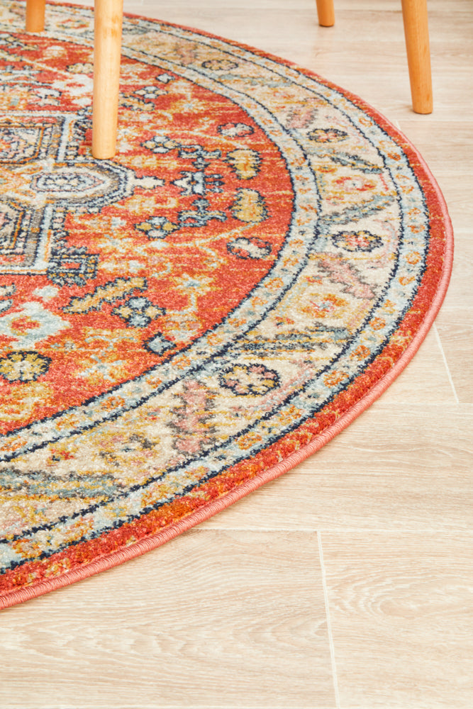 Cantera Terracotta Multicolor Round Rug