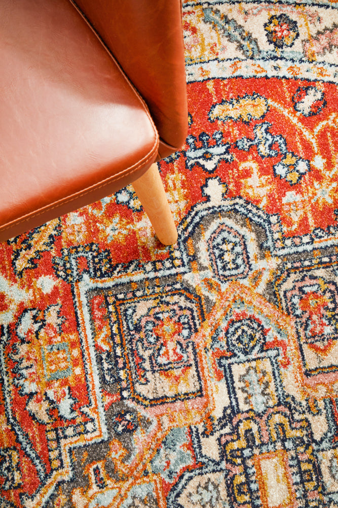 Cantera Terracotta Multicolor Round Rug