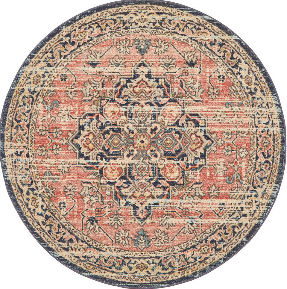 Cantera Brick Multicolor Round Rug