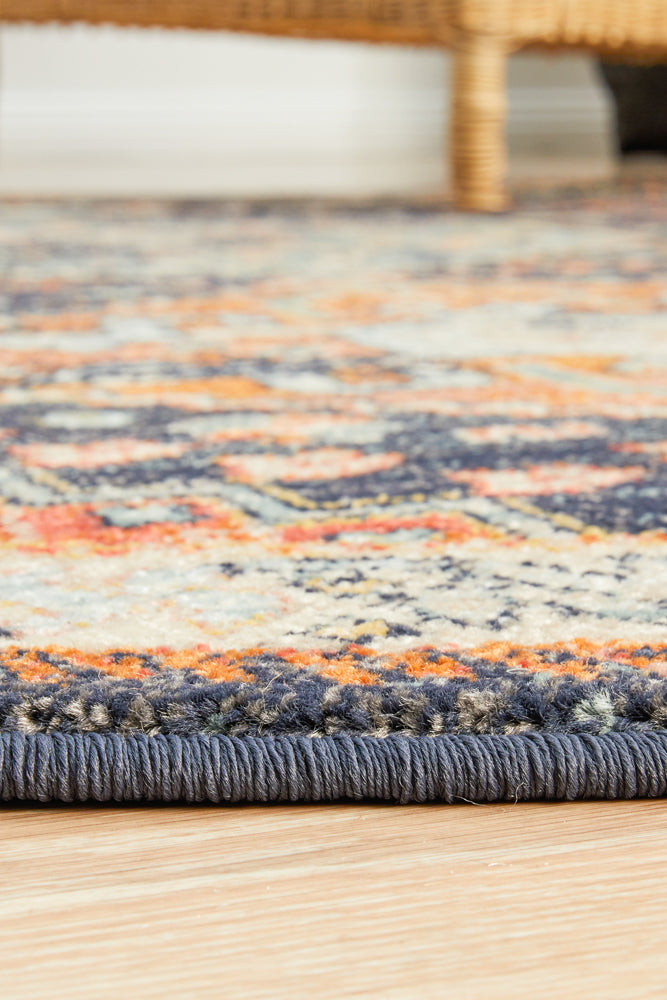 Cantera Navy Multicolor Round Rug