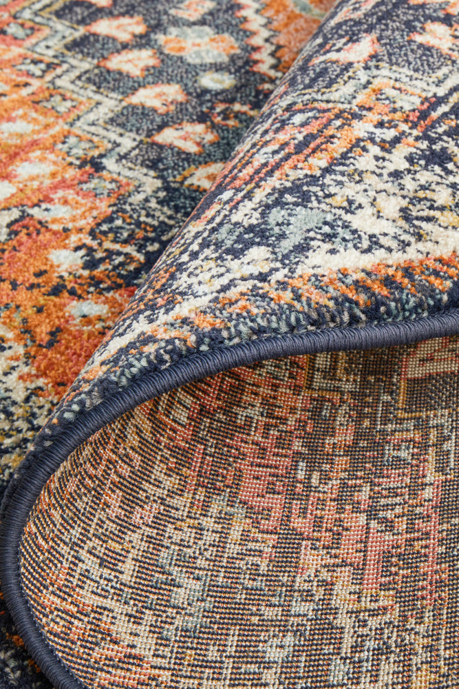 Cantera Navy Multicolor Round Rug