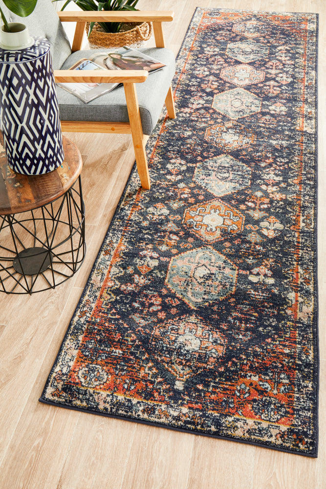Cantera Navy Multicolor Runner Rug