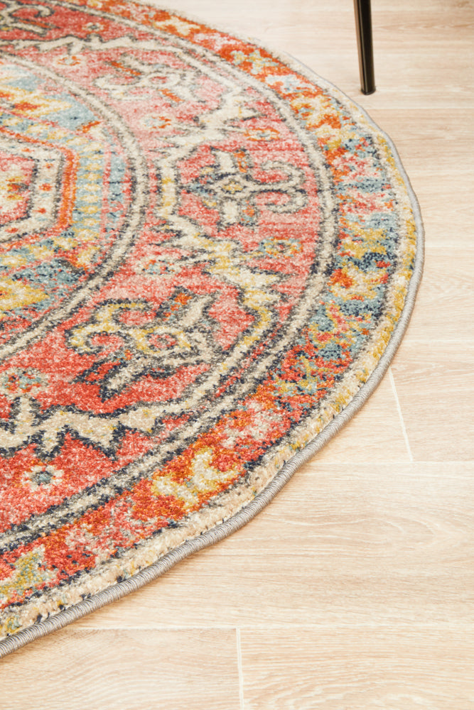 Cantera Flax Multicolor Round Rug