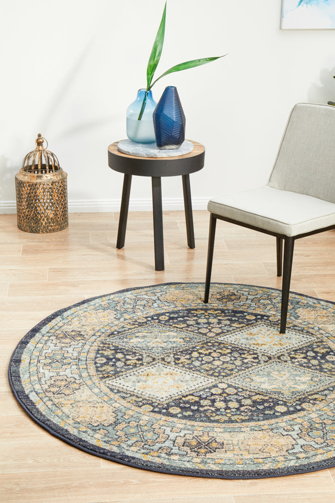 Cantera Midnight Multicolor Round Rug