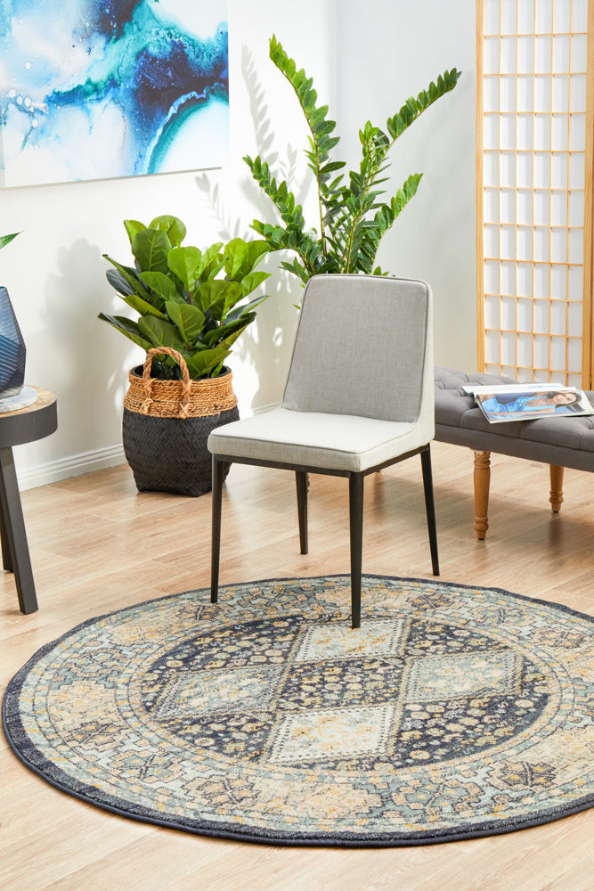 Cantera Midnight Multicolor Round Rug